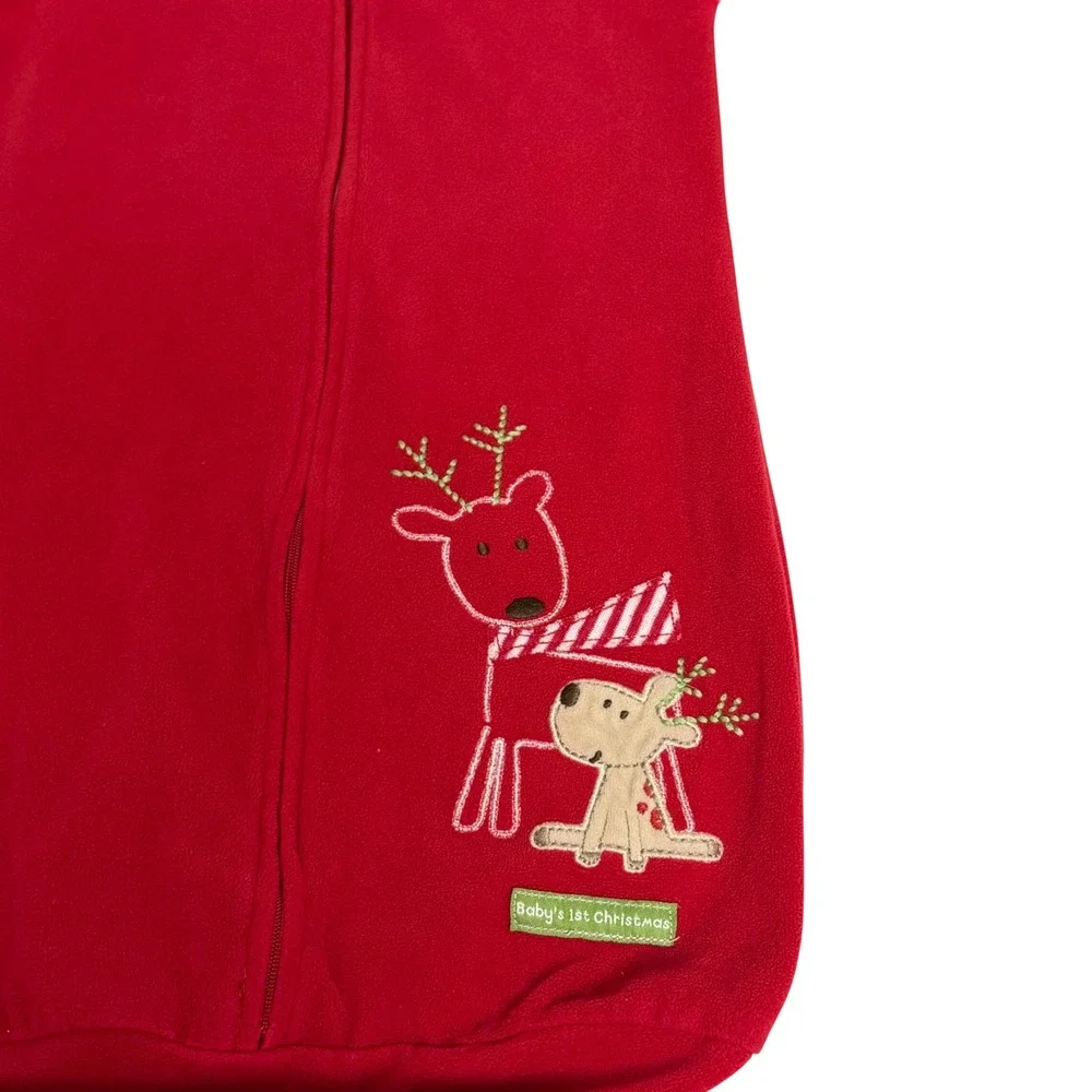 Carters Baby Red Fleece Reindeer Sleep Sack 0-9M Babys 1st Christmas Pajamas